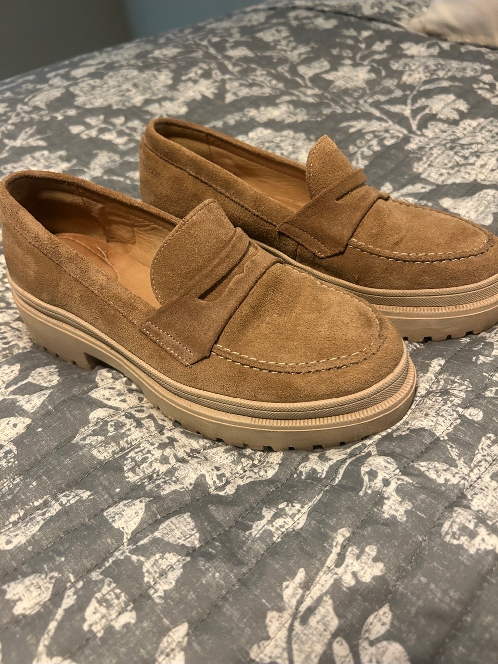 Women’s Suede Penny Loafers in Tan